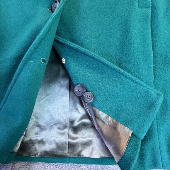 Vintage Teal Wool Coat by American Bazaar Size 14 Made in USA - Picture 7 of 16